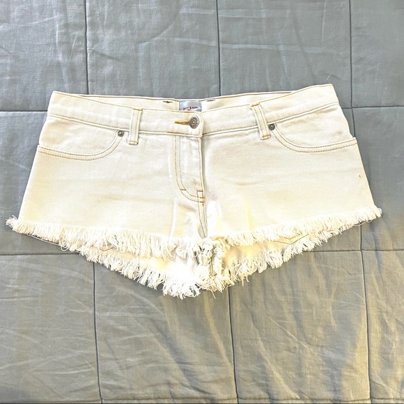 Sass & Bide cheeky denim pale blue fringed destroyed cut off shorts ladies sz 10 - Picture 2 of 6